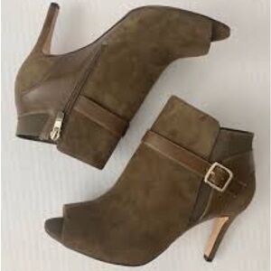Marc Fisher Suede Olive Peep Tor Ankle Booties 7.5